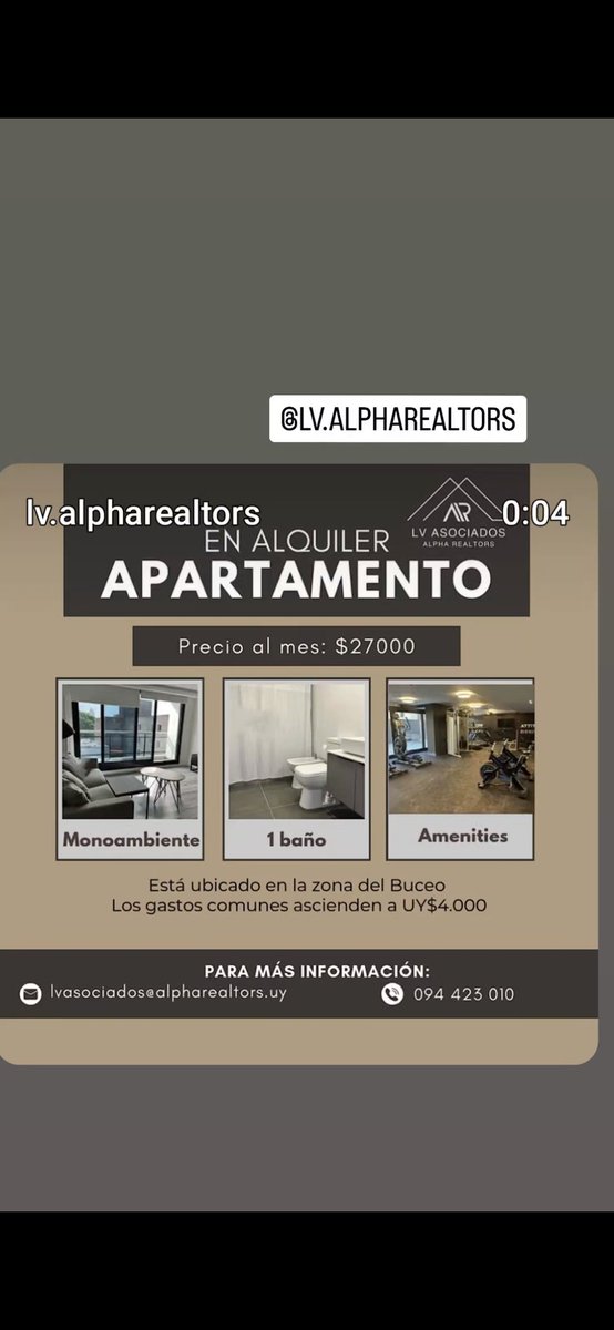 Oportunidad de alquiler en zona estratégica de Montevideo – Buceo

Presentamos este moderno monoambiente totalmente amueblado
Si estás interesado o conocés a alguien que pueda estarlo, no dudes en escribirme por mensaje directo al  094120349
