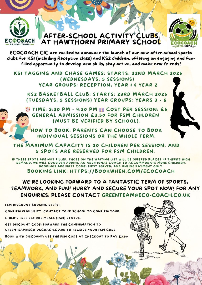 ecocoachcic's tweet image. 🏃‍♂️ After-school, their way:

📍Spinney
KS1: Chase Games
KS2: Gymnastics
📍Hawthorn
KS1: Tag &amp;amp; Chase
KS2: Basketball
Inclusive, active, fun.
#EcoCoach #PlayTheirWay