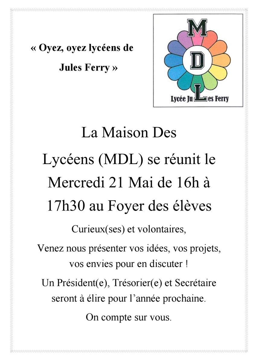 Prochaine Assemblée Générale de la MDL le mercredi 21 mai à 17h. On compte sur vous. <a href="/acnancymetz/">Académie de Nancy-Metz</a> <a href="/patriciabraun29/">Patricia Braun</a> <a href="/CarolineLux1/">Caroline Lux</a>
