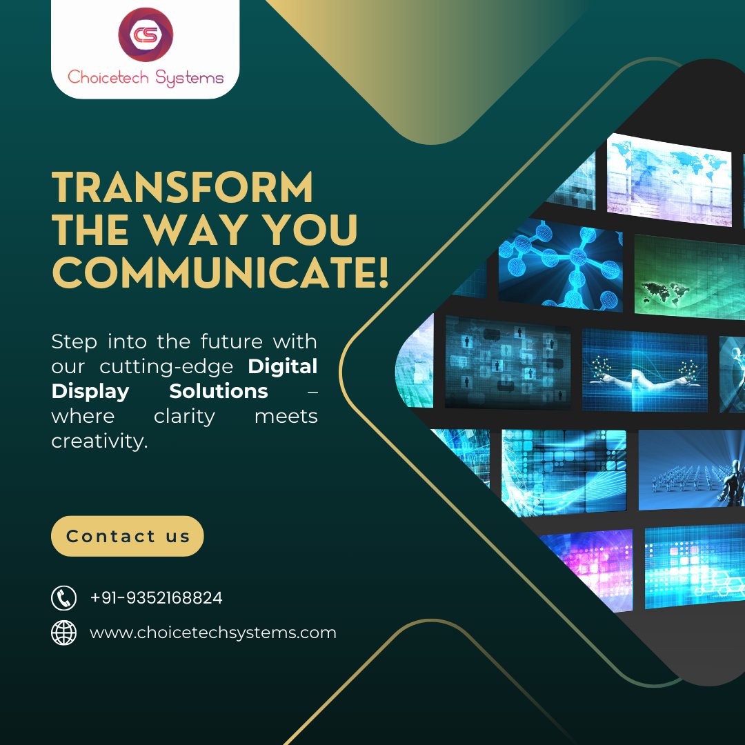 ChoicetechSyst1's tweet image. Step into the future with our cutting-edge Digital Display Solutions – where clarity meets creativity.

#digitaldisplay #displaysolutions #choicetechsystems