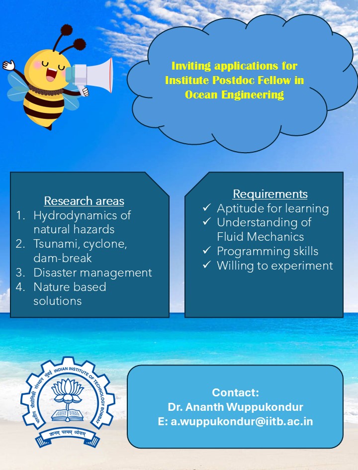 Ananth Wuppukondur (@ananth_w) on Twitter photo I am looking to hire a Postdoc to work in interesting research areas of Coastal/Ocean Engineering at <a href="/iitbombay/">IIT Bombay</a>
#FlumeFriday I am looking to hire a Postdoc to work in interesting research areas of Coastal/Ocean Engineering at <a href="/iitbombay/">IIT Bombay</a>
#FlumeFriday