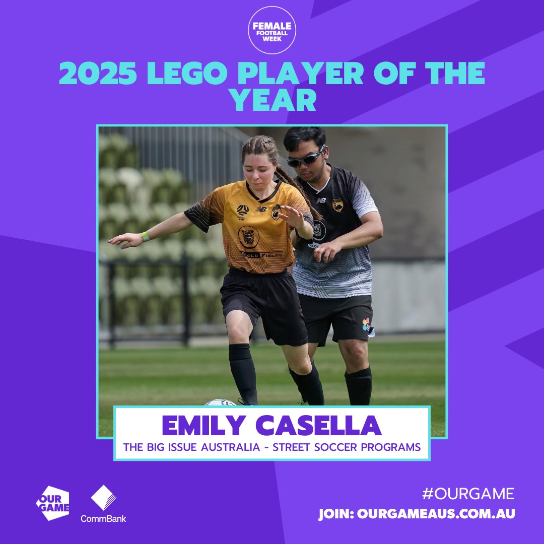 🏆 2025 <a href="/LEGO_Group/">LEGO</a> Player of the Year - Emily Casella 🏆

From shy beginnings at East Perth Street Soccer to dominating the pitch with fearless tackles and unstoppable spirit. 

Read about all the winners here 👉🏼 bit.ly/FFWAwards2025

#FemaleFootballWeek #OurGame