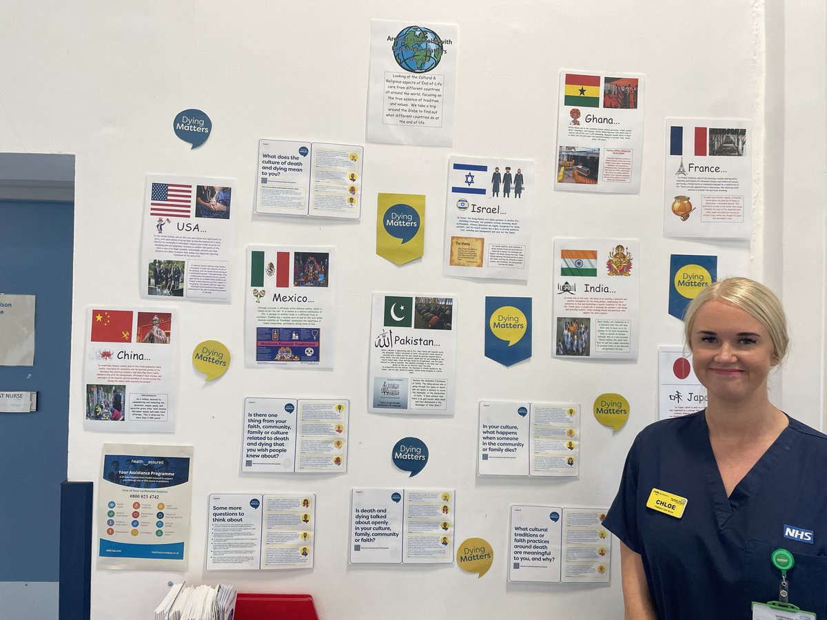 Dying Matters Week 2025. Palliative Care Nurse Chloe displaying the information she researched about how dying differs in many cultures. Well done Chloe! <a href="/WWLNHS/">WWL NHS</a> #TheCultureOfDyingMatters