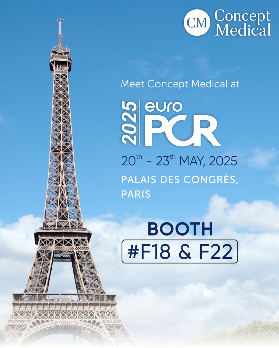 Concept Medical (@conceptmedicals) on Twitter photo We’re heading to #EuroPCR2025!
📅 May 20–23 | 📍Palais des congrès, Paris
Meet us at Booth F18 & F22 to explore our latest interventional cardiology technologies and clinical trials.
🔗 conference.conceptmedical.com/europcr-2025
<a href="/PCRonline/">PCRonline 🫀</a>
#ConceptMedical
#Cardiology
#EuroPCR We’re heading to #EuroPCR2025!
📅 May 20–23 | 📍Palais des congrès, Paris
Meet us at Booth F18 & F22 to explore our latest interventional cardiology technologies and clinical trials.
🔗 conference.conceptmedical.com/europcr-2025
<a href="/PCRonline/">PCRonline 🫀</a>
#ConceptMedical
#Cardiology
#EuroPCR