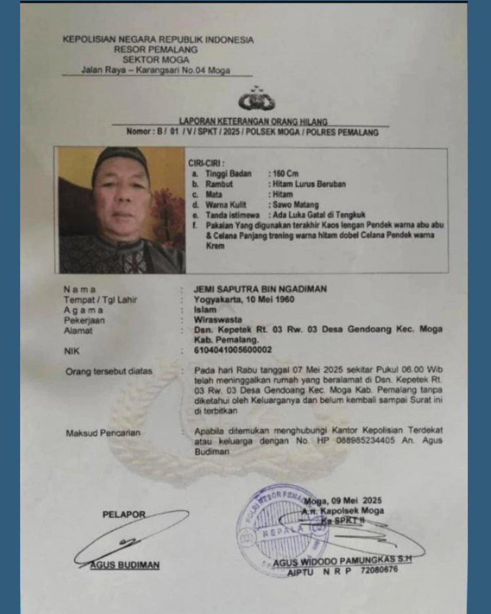 Info_Moga's tweet photo. Info orang hilang

#infomoga https://t.co/k6KiokQIhM
