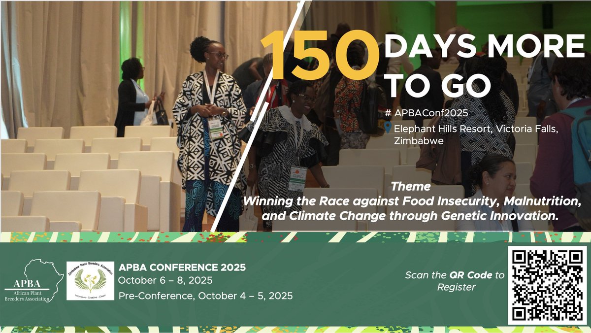 PlantAPBA's tweet image. 150 days more to the APBA Conference 2025 at Elephant Hills Resort, Victoria Falls, Zimbabwe!  We encourage you to visit our website for more details to register

africanplantbreeders.org

#APBACONF2025