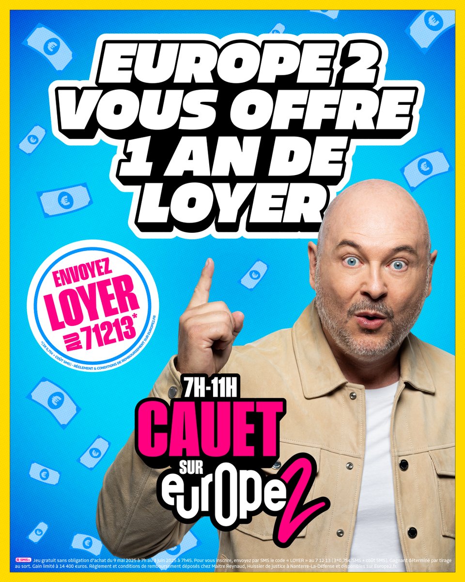 EUROPE 2 VOUS OFFRE UN AN DE LOYER 🔥 

Inscrivez-vous en envoyant "LOYER" au 7 12 13 (3 x0,75 cts + SMS) 

Plus d'infos -&gt; urlr.me/4H7fP9

Bonne chance à tous ! 🍀