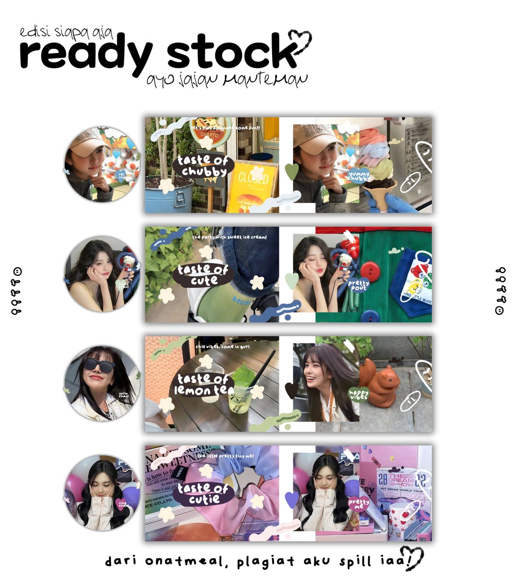 onatmeal's tweet photo. retweet are appreciated!!

hayie semuaaa, hari ini onat membawa 56 rs alias macam macam ready stock layout semi couple, wonyoung, eunchae, leeseo, karina, carmen, dan kawanannya deh (ive &amp; le sserafim) bisa di jemput hari ini jam 20.00 ya! info ada dibawah <3

#zonauang https://t.co/i1xxB39c8f