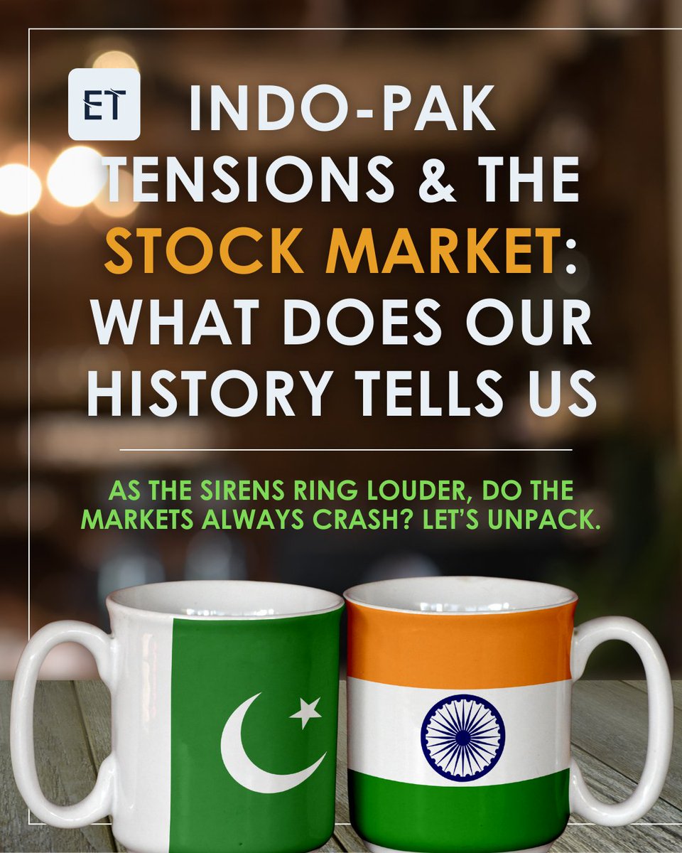 Equitrust_'s tweet photo. Indo-Pak tensions = stock market crash? Not always.

📉 Pulwama? Brief dip.
💥 Kargil? Surprise rally.
🤯 Pakistani markets fared worse.
Swipe through this carousel to understand how investors really react to geopolitics 👇 https://t.co/VAyNipYptO