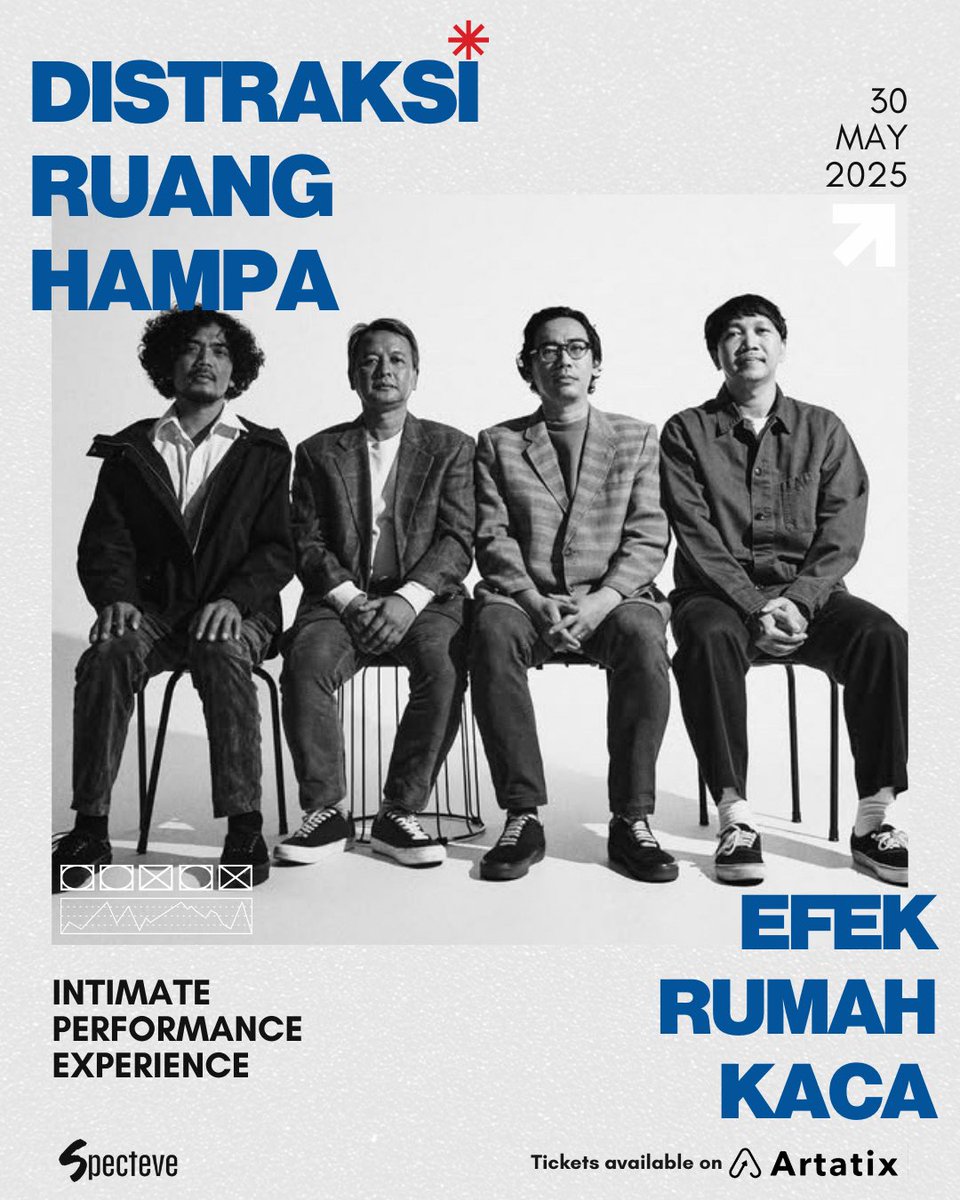 LewatLensaNews's tweet photo. Penerkaa, Please welcoming @efekrumahkaca on 30 Mei 2025! 

Get ready to sing a long “Cinta Melulu” with your best partner in Distraksi Ruang Hampa.

Save your tix &amp; See you, Jakarta! 🚀

#Specteve #Event #InfoGigs #EfekRumahKaca https://t.co/SYaKkQe48Q