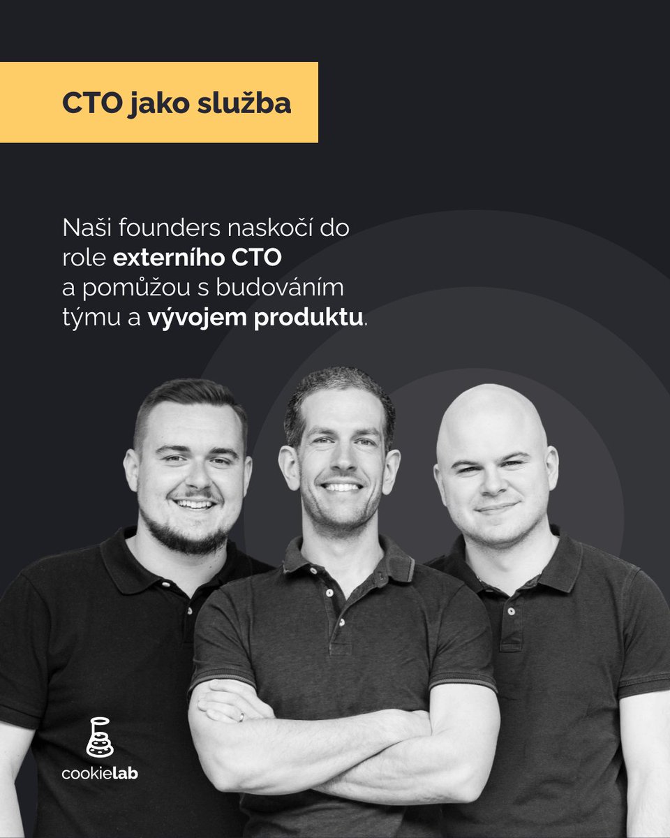 Najít #CTO na začátku vývoje ve startupu může být docela challenge. Co kdybyste ale jednoho měli as a Service? Přesně tak, zkušeného CTO, který nastaví tým i roadmapu máte na dosah. Domluvte si s ním kafe a proberte podrobnosti.
 cookielab.io/cto-as-a-servi…
#startup