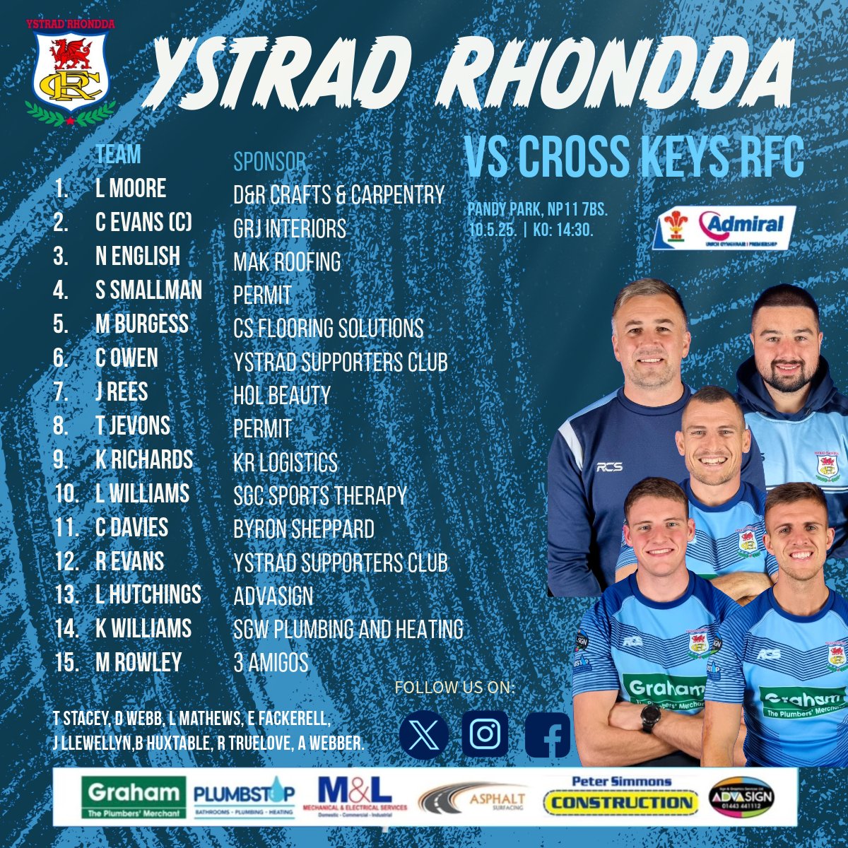 YSTRAD RHONDDA RFC (@ystradrfc) on Twitter photo ๐๐๐ผ๐ ๐ผ๐๐๐๐๐๐พ๐๐๐๐๐
๐๐
(FINAL GAME OF THE SEASON 2024/25)
๐ 10/5/25.
๐ <a href="/crosskeysrfc/">Cross Keys RFC</a>
๐ ADMIRAL PREMIERSHIP.
๐๏ธ PANDY PARK.
๐ NP11 7BS.
โฐ 2.30.PM KICK OFF.
#COTY ๐๐ฉต ๐๐๐ผ๐ ๐ผ๐๐๐๐๐๐พ๐๐๐๐๐
๐๐
(FINAL GAME OF THE SEASON 2024/25)
๐ 10/5/25.
๐ <a href="/crosskeysrfc/">Cross Keys RFC</a>
๐ ADMIRAL PREMIERSHIP.
๐๏ธ PANDY PARK.
๐ NP11 7BS.
โฐ 2.30.PM KICK OFF.
#COTY ๐๐ฉต