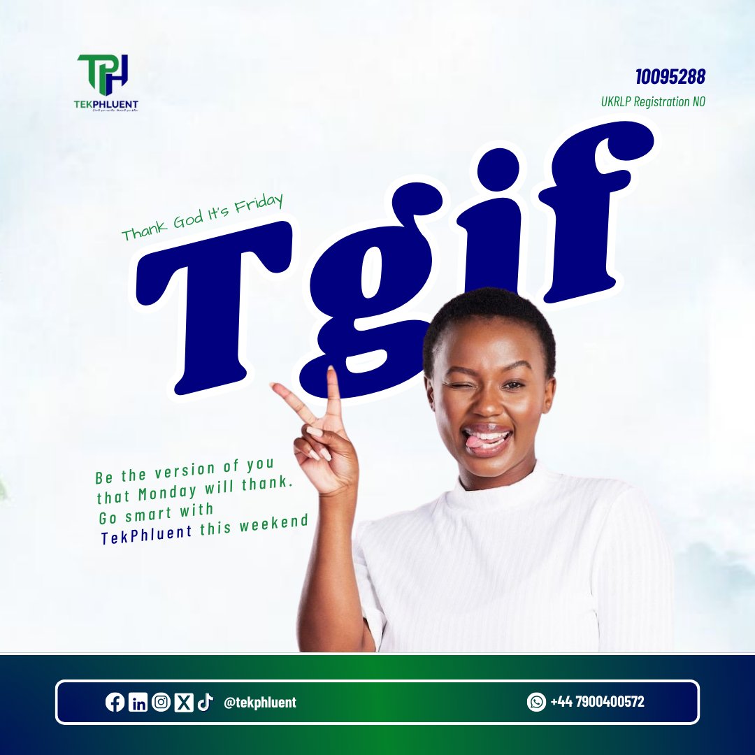 tekphluent's tweet photo. TGIF! ✨
Go smart this weekend—take one step closer to your tech goals with TekPhluent.
Be the version of you that Monday will thank.
#TGIF #GoSmart #TekPhluent #TechGoals #WeekendMoves Abure Wizkid Amass https://t.co/p4V2D3PGAS