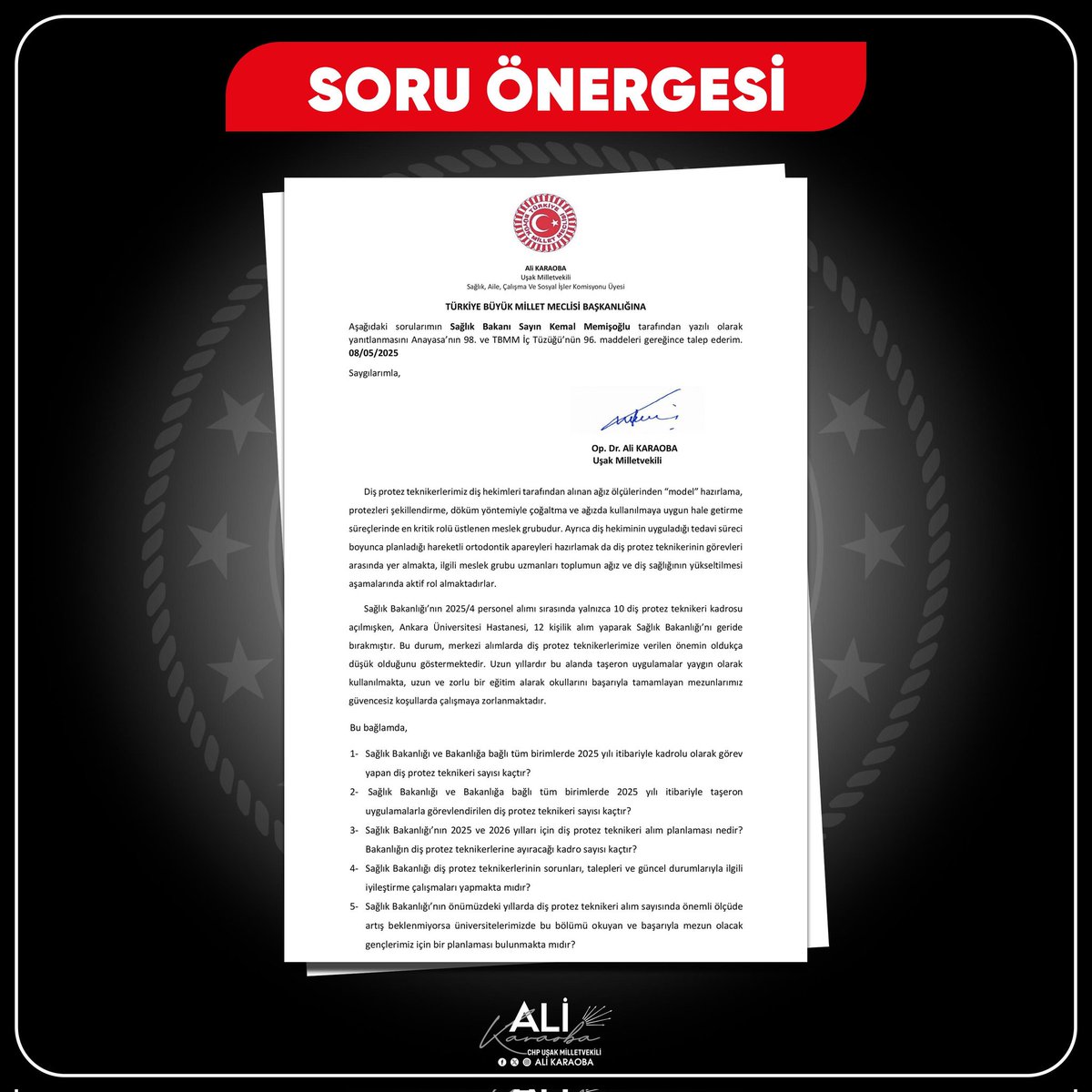 Sağlık Bakanlığı'nın diş protez teknikerlerimizle ilgili planlamaları, alım sayılarının yetersizliği ve 2026 programlarıyla ilgili mezunlarımızın sorularına yanıt bekliyoruz.

<a href="/Dis_Protez0/">Diş Protez Teknikerleri Birliği</a> <a href="/TeknikerleriDis/">DİŞ PROTEZ TEKNİKERLERİ PLATFORMU</a>