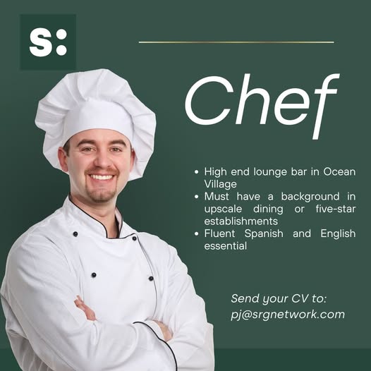 SRG Network (@srg_network) on Twitter photo 👩🍳 Chef – Ocean Village, Gibraltar 👩🍳
We’re hiring experienced chefs for a high-end lounge bar serving elite international clientele.
✅ Fine dining / 5⭐️ background
✅ Creative, precise, consistent
✅ Fluent in English & Spanish
📧 Send CV: pj@srgnetwork.com
#ChefJobs #JobAlert 👩🍳 Chef – Ocean Village, Gibraltar 👩🍳
We’re hiring experienced chefs for a high-end lounge bar serving elite international clientele.
✅ Fine dining / 5⭐️ background
✅ Creative, precise, consistent
✅ Fluent in English & Spanish
📧 Send CV: pj@srgnetwork.com
#ChefJobs #JobAlert