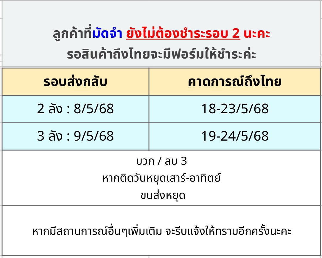 mingming_shop2's tweet image. 🇨🇳รอบหิ้ว Truz Christmas &amp;amp; ที่ห้อยโทรศัพท์

🚛 แจ้งรอบส่งกลับ 8-9/5/68

🔍ระบบค้นหาสถานะออเดอร์
: tinyurl.com/yc4px3xe

♡ ♡ อัปเดตโดยแท็กแจ้งลูกค้าอีกครั้ง : ตอนสินค้าถึงบ้านที่ไทย

#หมิงหมิงแจ้งรอบ #UDหมิงหมิง