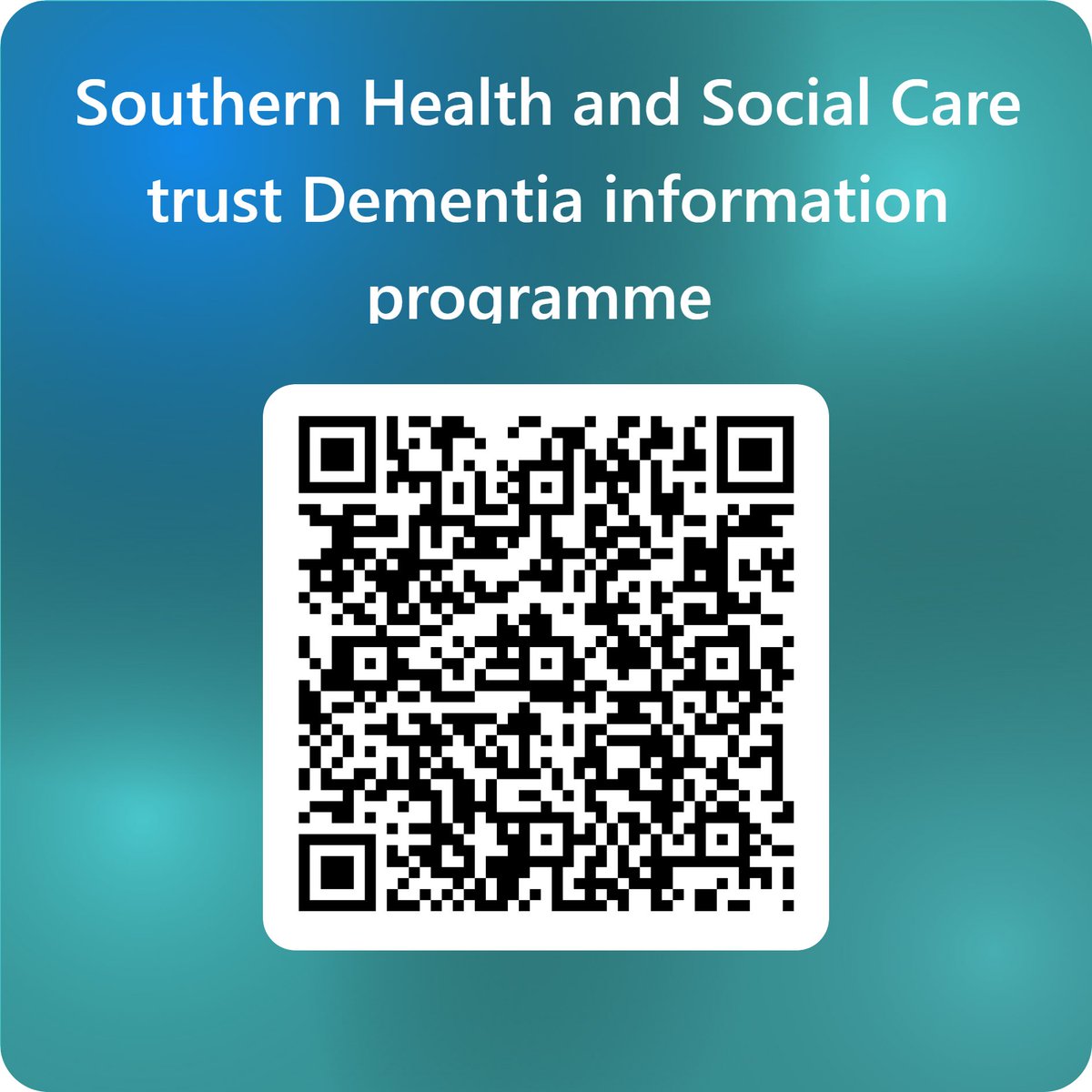 Adrian Friel (@adrian_friel02) on Twitter photo Our next <a href="/AlzSocNI/">Alzheimer’s Society Northern Ireland</a> Dementia information programme begins in <a href="/SouthernHSCT/">Southern Trust</a> on the 20 May at 7pm scan the QR code below to join. Our next <a href="/AlzSocNI/">Alzheimer’s Society Northern Ireland</a> Dementia information programme begins in <a href="/SouthernHSCT/">Southern Trust</a> on the 20 May at 7pm scan the QR code below to join.