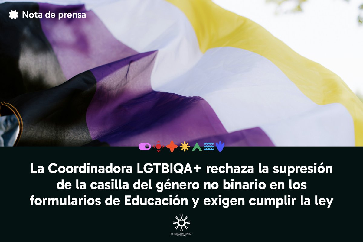 🏳️‍🌈 Las fuerzas activistas de #Canarias muestran su indignación ante la difusión de una instrucción de la Consejería de Educación que exige a los centros la supresión de la tercera casilla del género #nobinario en los formularios administrativos.

diversascanarias.com/supresion-casi…