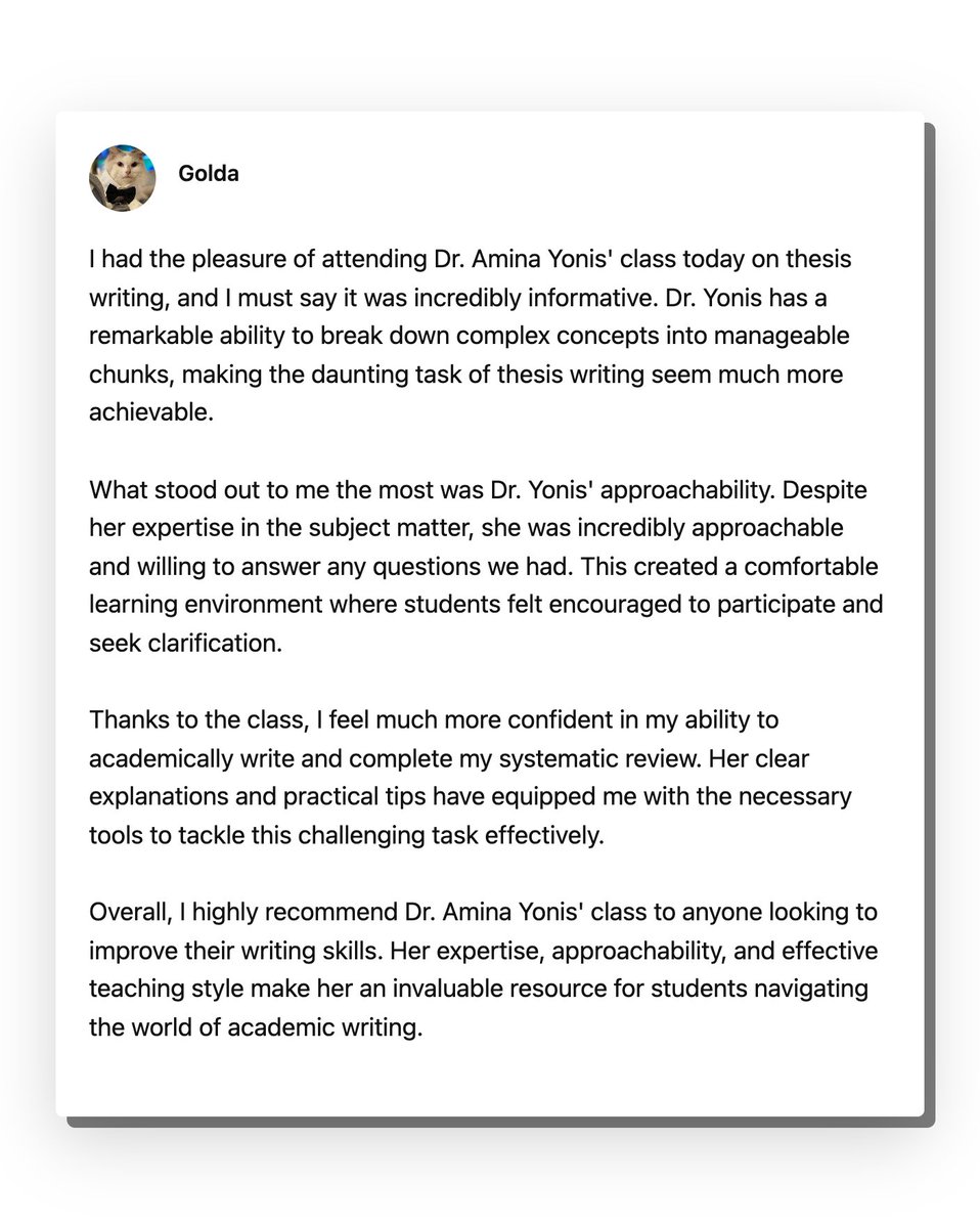 DrAminaYonis's tweet image. Use AI tools to write a first class thesis in 1/5th of the time with The 30-Day Thesis Masterclass:
1 Organise and analyse data
2 Structure for your thesis
3 Referencing and citations
4 Overcome writer's block
👉🏽 Get access here - shorturl.at/yBLUX
