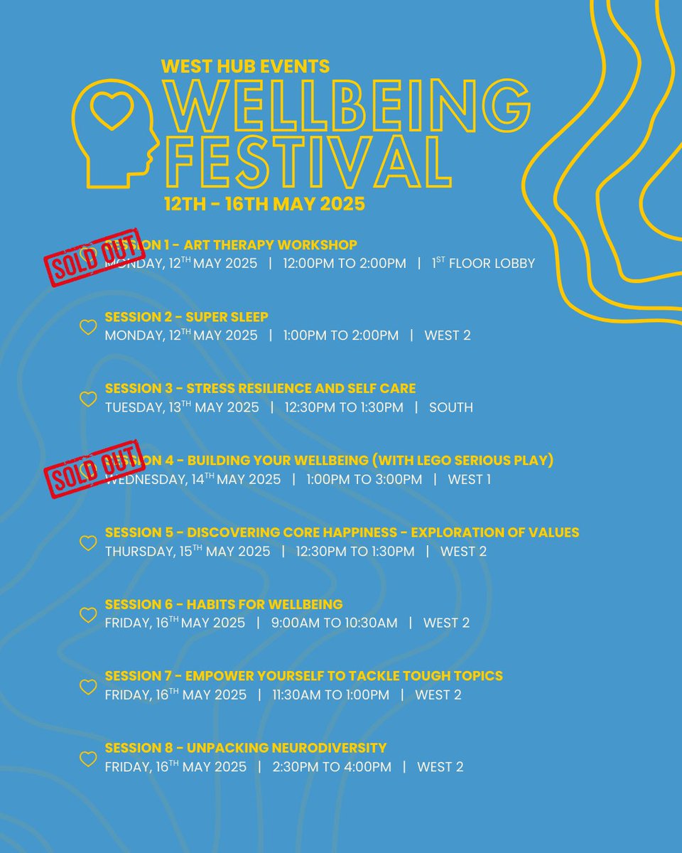 🌿 West Hub Wellbeing Festival — Starts Monday! 🌿

We’re counting down to the start of the West Hub Wellbeing Festival next week — and there are still a few places left for some fantastic sessions!

From mindfulness workshops and creative art sessions to energising fitness