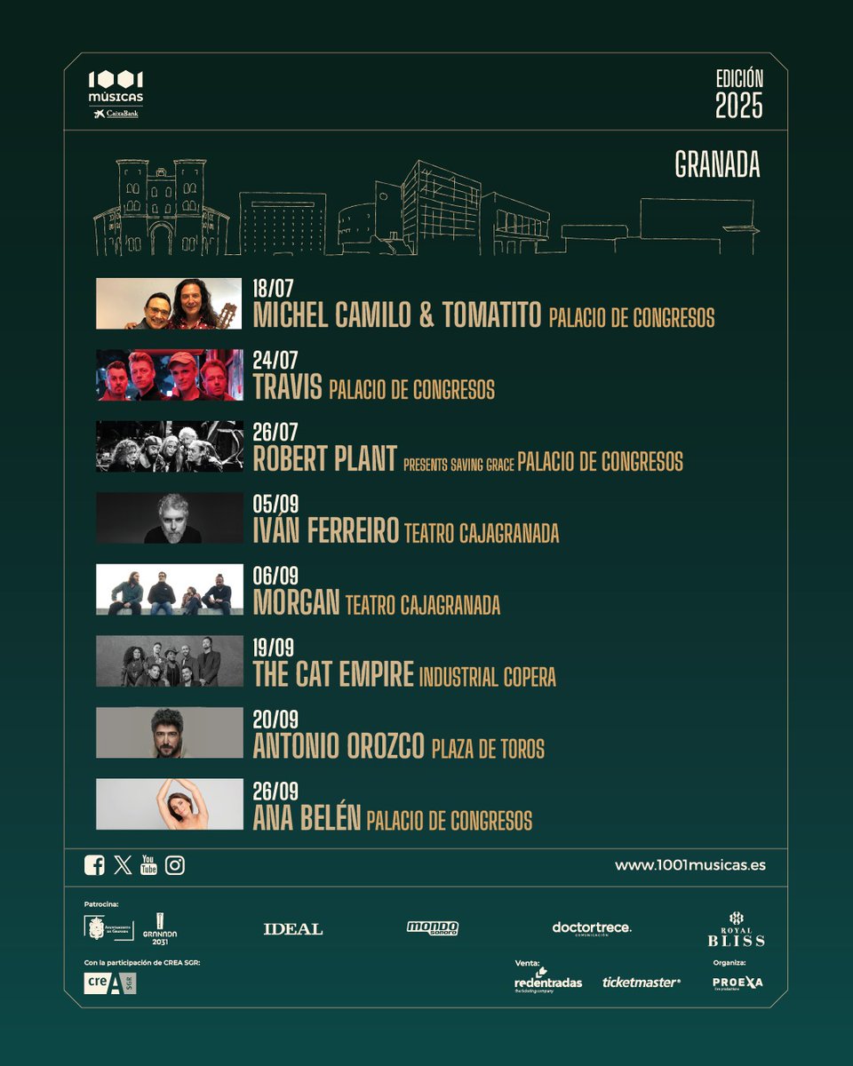 🎟️ ¡Ya están las entradas a la venta de la quinta edición de #1001Músicas – CaixaBank!

¿A qué concierto no vas a faltar? 👇 Granada, ciudad de escenarios, se llena de música.

🎟️ Consigue tu entrada en 1001musicas.es

<a href="/XperienceCABK/">Xperience CaixaBank</a> <a href="/Proexa_live/">Proexa</a>