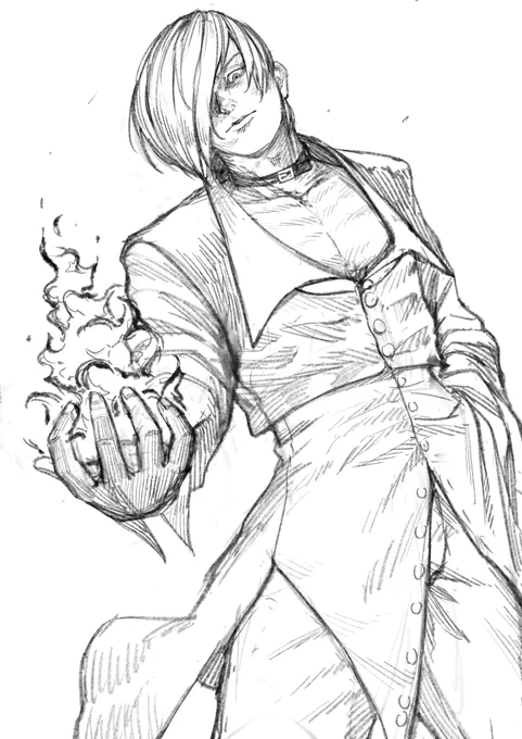 昨日スペースで話題に出て描きたくなったKOFの八神庵🔥 