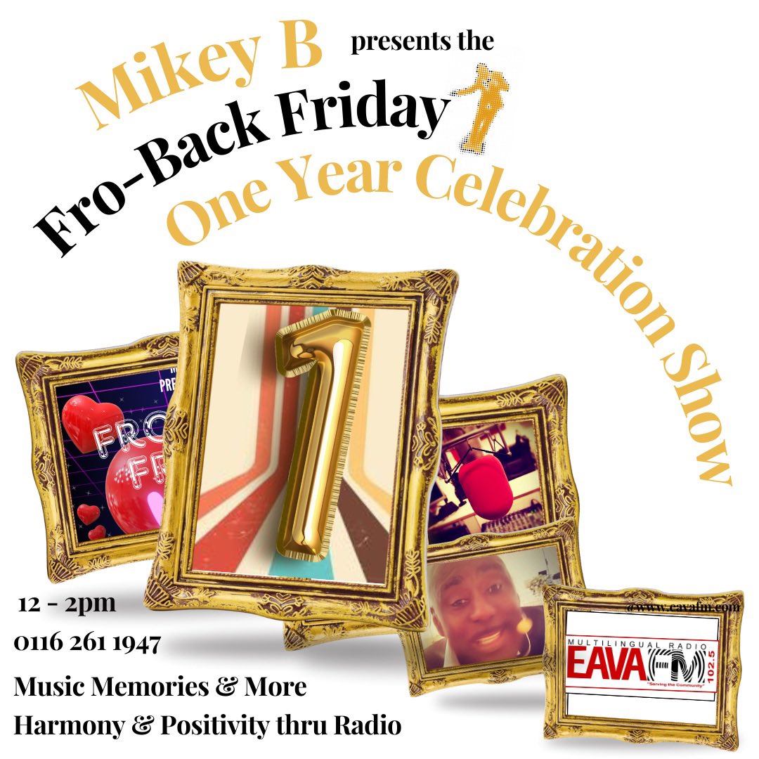 BiG!…Big Inclusion Group CiC Leicester (@biginclusion) on Twitter photo The Fro-Back Friday Show celebrates its first anniversary live on eavafm.com EAVA FM 102.5 community radio today!... tune in join in @ 12-2m and celebrate the power of sound that connects, informs, and inspires the world! #community #Radio The Fro-Back Friday Show celebrates its first anniversary live on eavafm.com EAVA FM 102.5 community radio today!... tune in join in @ 12-2m and celebrate the power of sound that connects, informs, and inspires the world! #community #Radio
