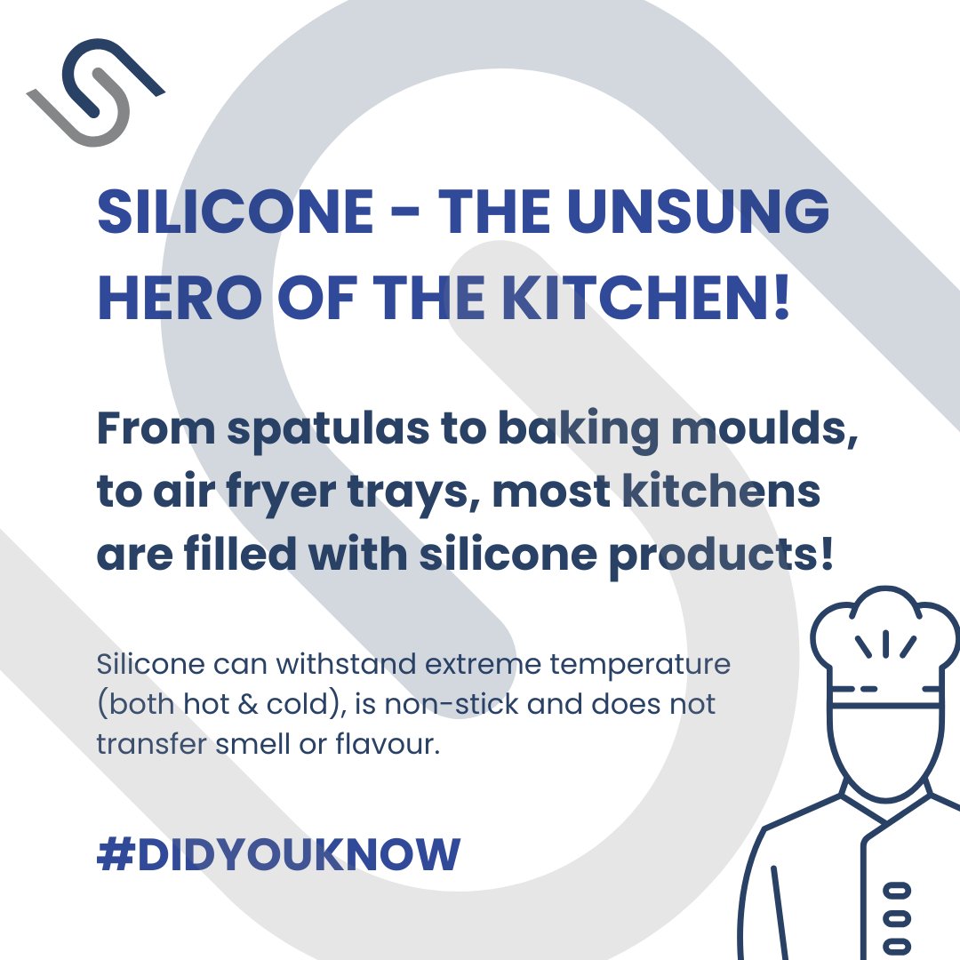 silclear's tweet image. 👨‍🍳 Silicone: the unsung kitchen hero!

From spatulas to air fryer trays, silicone is:
✅ Food-safe
✅ BPA- &amp;amp; phthalate-free
✅ Non-stick
✅ Heat + freezer-proof
✅ Odour + flavour neutral
Trusted at home &amp;amp; in industry.
🌐 silclear.com
#SiliconeSolutions #KitchenScience