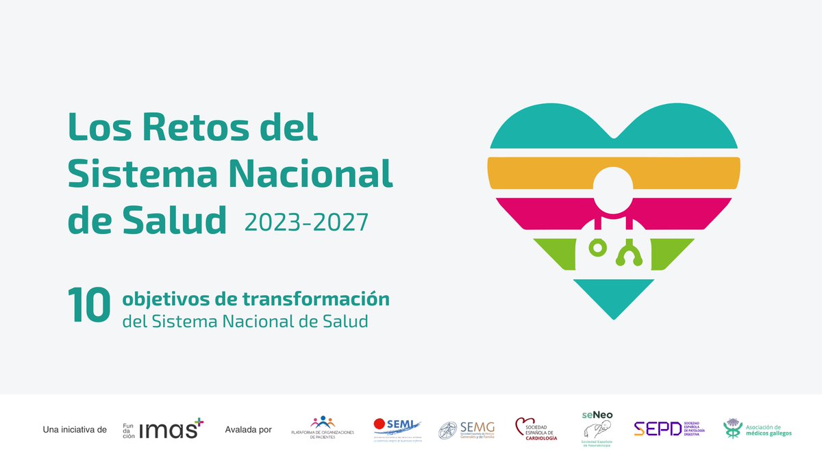 Campaña #RetosSNS: 10 objetivos y 37 propuestas de transformación para modernizar el SNS. Una iniciativa de IMAS apoyada por numerosas sociedades científico-médicas 🔗shorturl.at/JOsuB

#Reto1Salud #Reto2ServiciosSociales
#Reto3SaludMentalyBucodental