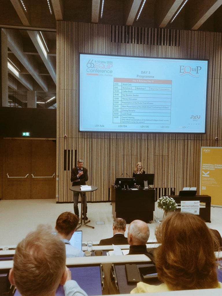 PilarAstier's tweet photo. 66th Equip Conference starts today with an amazing programme in #JKU Medical School: https://t.co/PhVzhYJl87
"Quality and Safety in Family Medicine: The Impact of Digitalization and Artificial Intelligence in Family Medicine."ย @WONCA_QSafety @WoncaEurope @WoncaWorld #EQuiPLinz https://t.co/0JPz78OQoZ