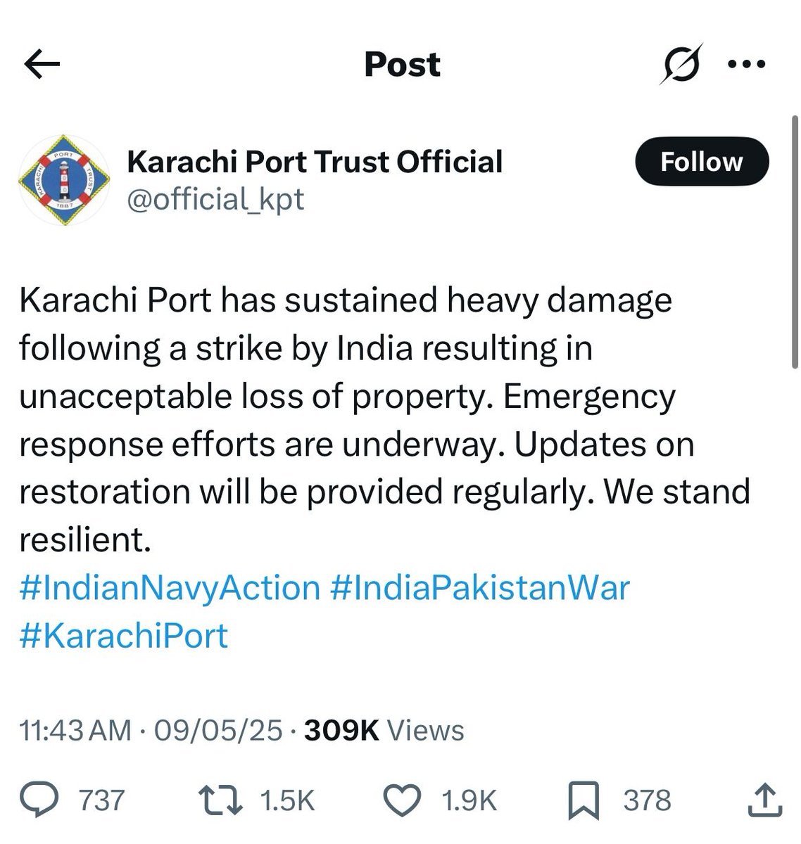 lkshydhn563's tweet photo. #FactCheck #karachiport #IndianNavyAction #karachiattack #KarachiUnderAttack https://t.co/bhFvAO4Pz0