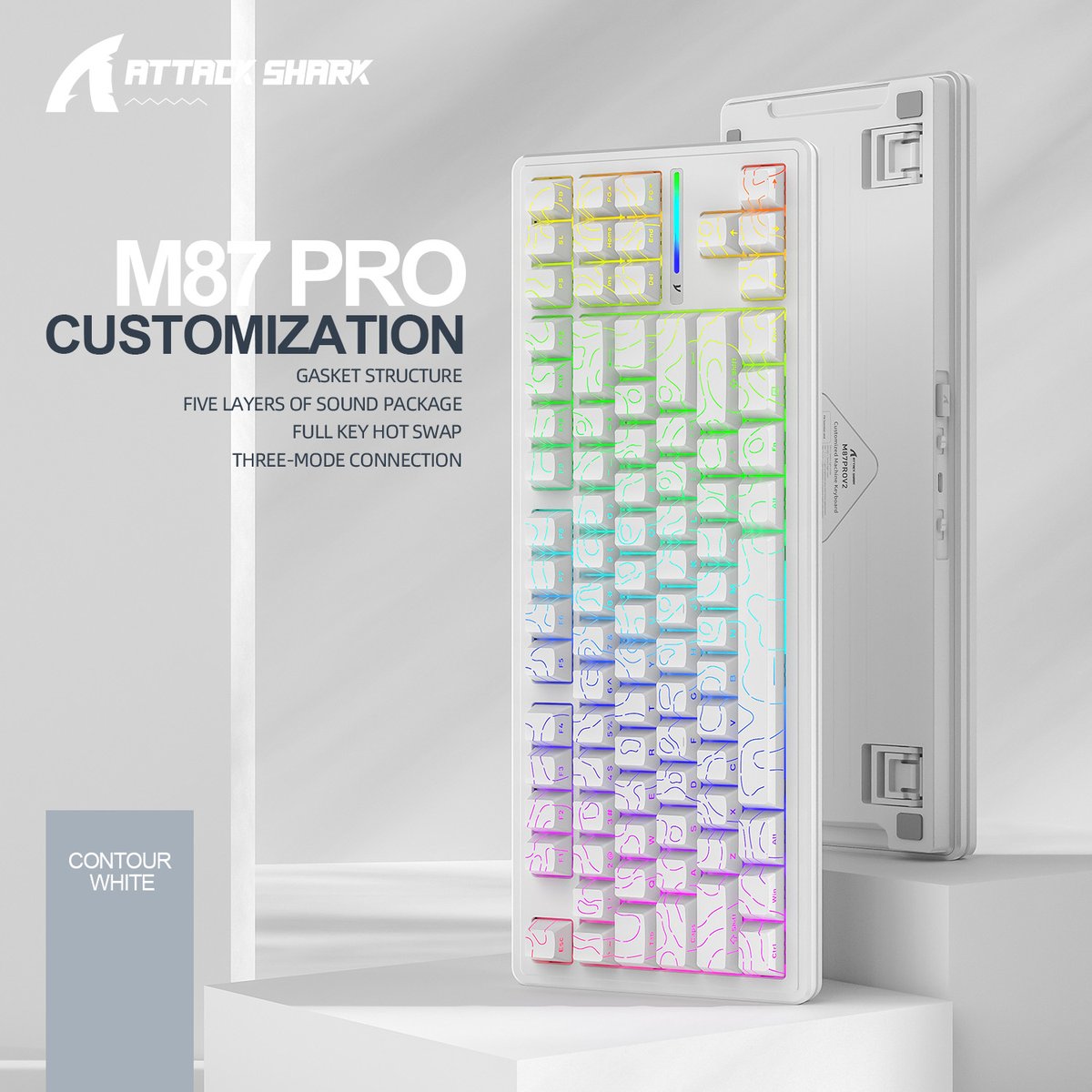ATTACK SHARK M87PRO：コンターホワイトキーキャップが今注目！🗻✨
斬新なデザインとプロ仕様の融合：
✅ ガスケットマウント | ✅ 5層サウンド
✅ ホットスワップ | ✅ トライモード接続
バイブを掴め ⚡
bit.ly/ATTACKSHARKM87…

#ATTACKSHARK #M87PRO