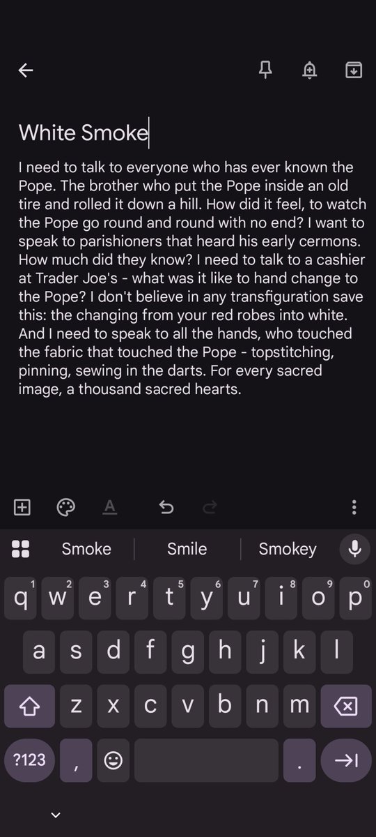 OwlsEatMice's tweet photo. Oh no she's writing twee papist prose poems in her notes app https://t.co/wtzFZI1d4T