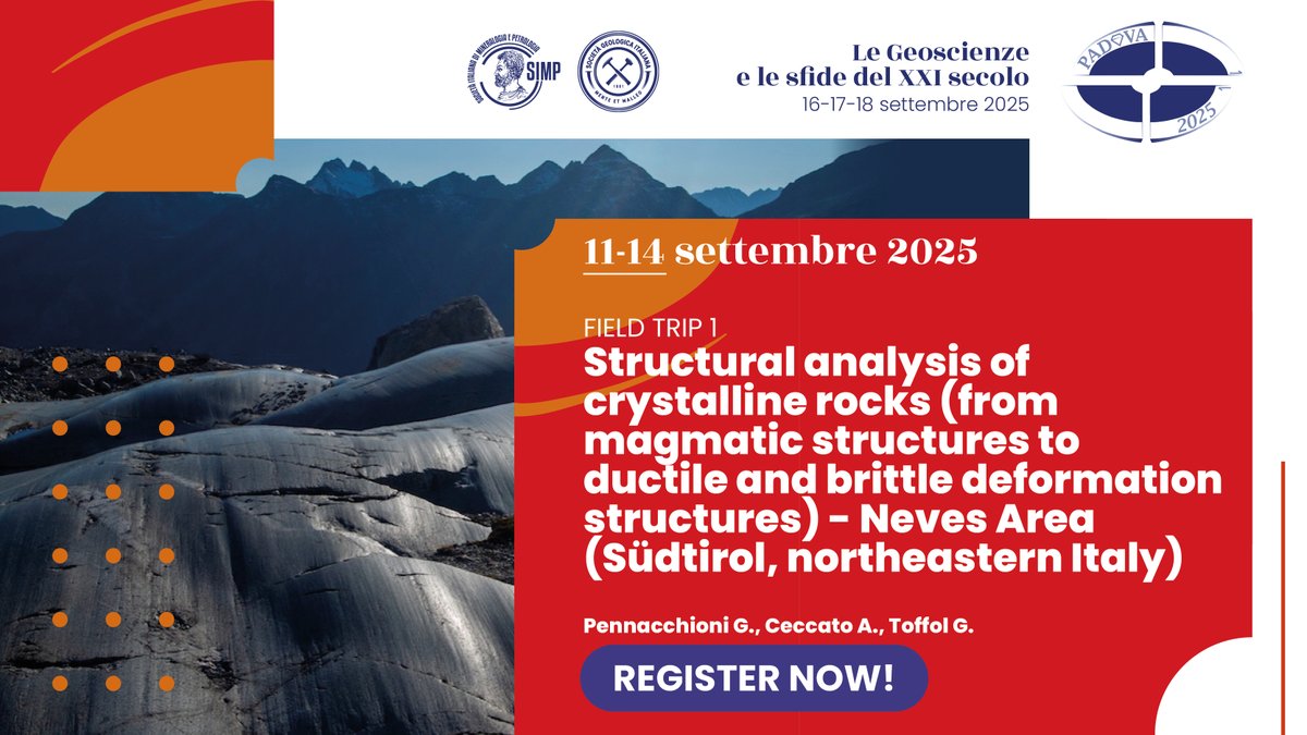 🔍 Two full days on glacially-polished outcrops in the Tauern Window (Südtirol), featuring exceptional magmatic and deformation structures. Designed for PhD students, postdocs, and early-career researchers.

Info ➡️ geoscienze.org/N199/ft1-struc…