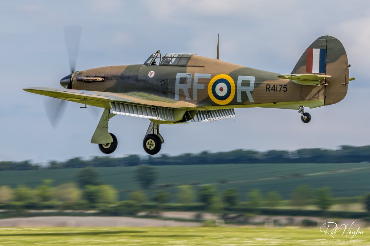 ShutterbugWGC's tweet image. Hawker Hurricane Mk. I in the markings of Josef Frantisek’s R4175 RF-R landing at the Imperial War Museum Duxford VE Flying Day in May 2022…@FlightPolish @IWMDuxford #IWM #ImperialWarMuseum #Duxford #12Group #FighterCollection #HistoricAircraftCollection