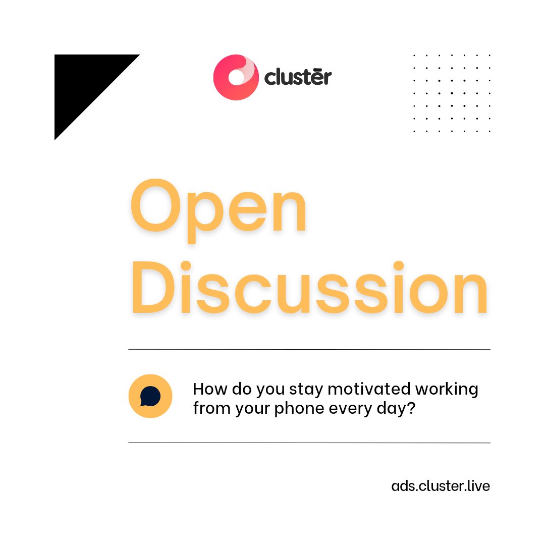 clusterliveapp's tweet photo. Let’s talk! Working from your phone can be freeing, but staying motivated is a whole different game. What keeps you going when your office fits in your pocket? Share your tips!
#OpenDiscussion #WorkFromAnywhere #RemoteWorkLife #DigitalNomadLife #WorkSmart #ClusterLiveCommunity https://t.co/GjYrOqfek2