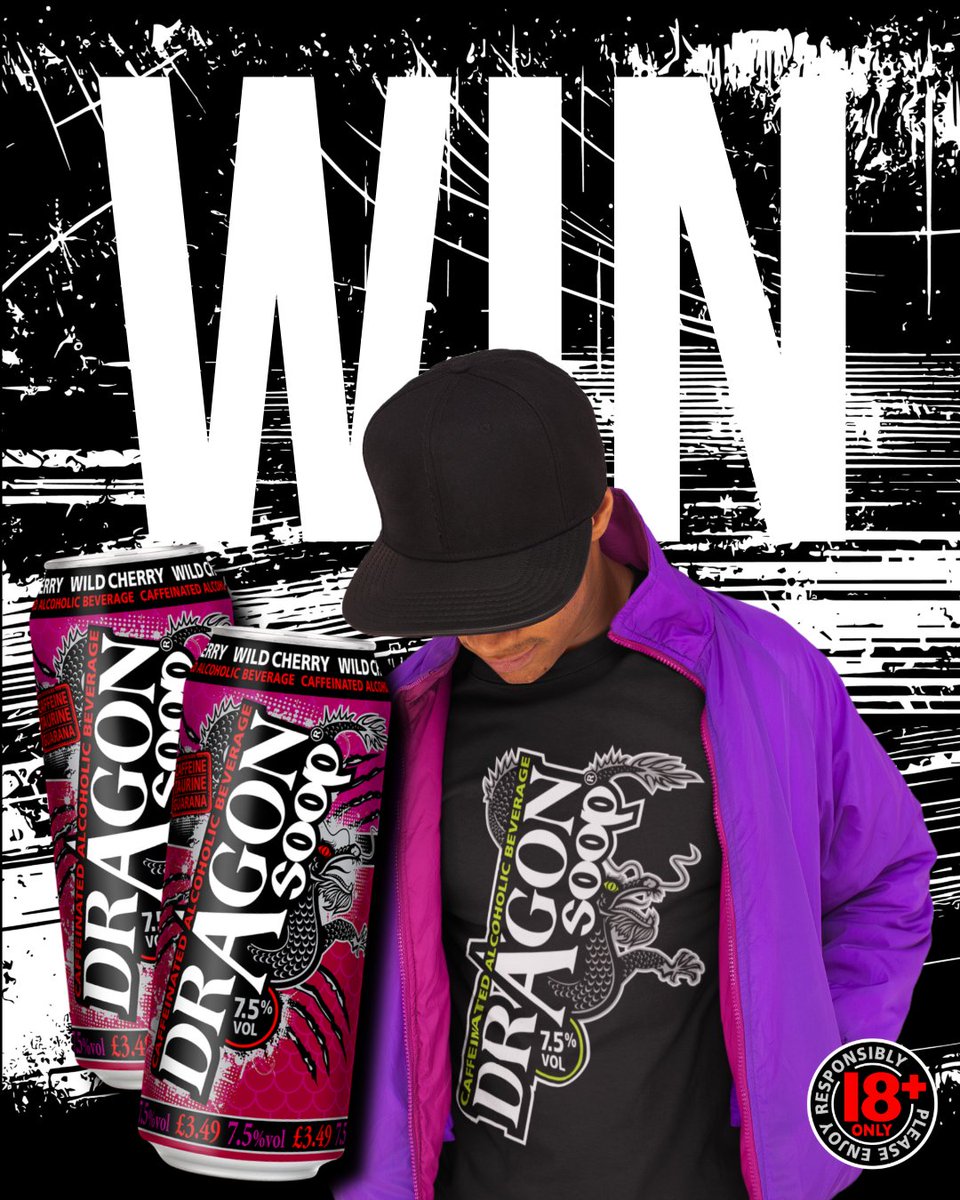 **WIN a Dragon Soop T-Shirt!**

NEW! Dragon Soop Wild Cherry is hitting the shelves any day now!

Tag us with a can in your hand to win a Dragon Soop T-shirt!  – T&amp;Cs apply*

*Entrants aged 18+ only. No faces of people aged under 25 should be shown in photos. The first 20
