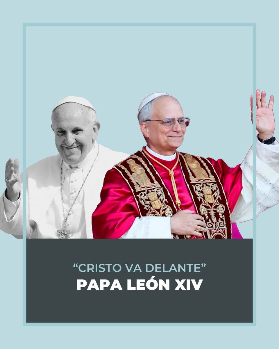 CM Larraona (@cmlarraona) on Twitter photo Con el corazón agradecido por la labor del #Papa Francisco y la alegría de tener a nuevo Pedro al frente de la Iglesia, vivimos con fuerza en estos días de Pascua el mensaje de Cristo Resucitado.
"Cristo va delante de nosotros. El mundo necesita su luz." –Papa León XIV ✨ Con el corazón agradecido por la labor del #Papa Francisco y la alegría de tener a nuevo Pedro al frente de la Iglesia, vivimos con fuerza en estos días de Pascua el mensaje de Cristo Resucitado.
"Cristo va delante de nosotros. El mundo necesita su luz." –Papa León XIV ✨
