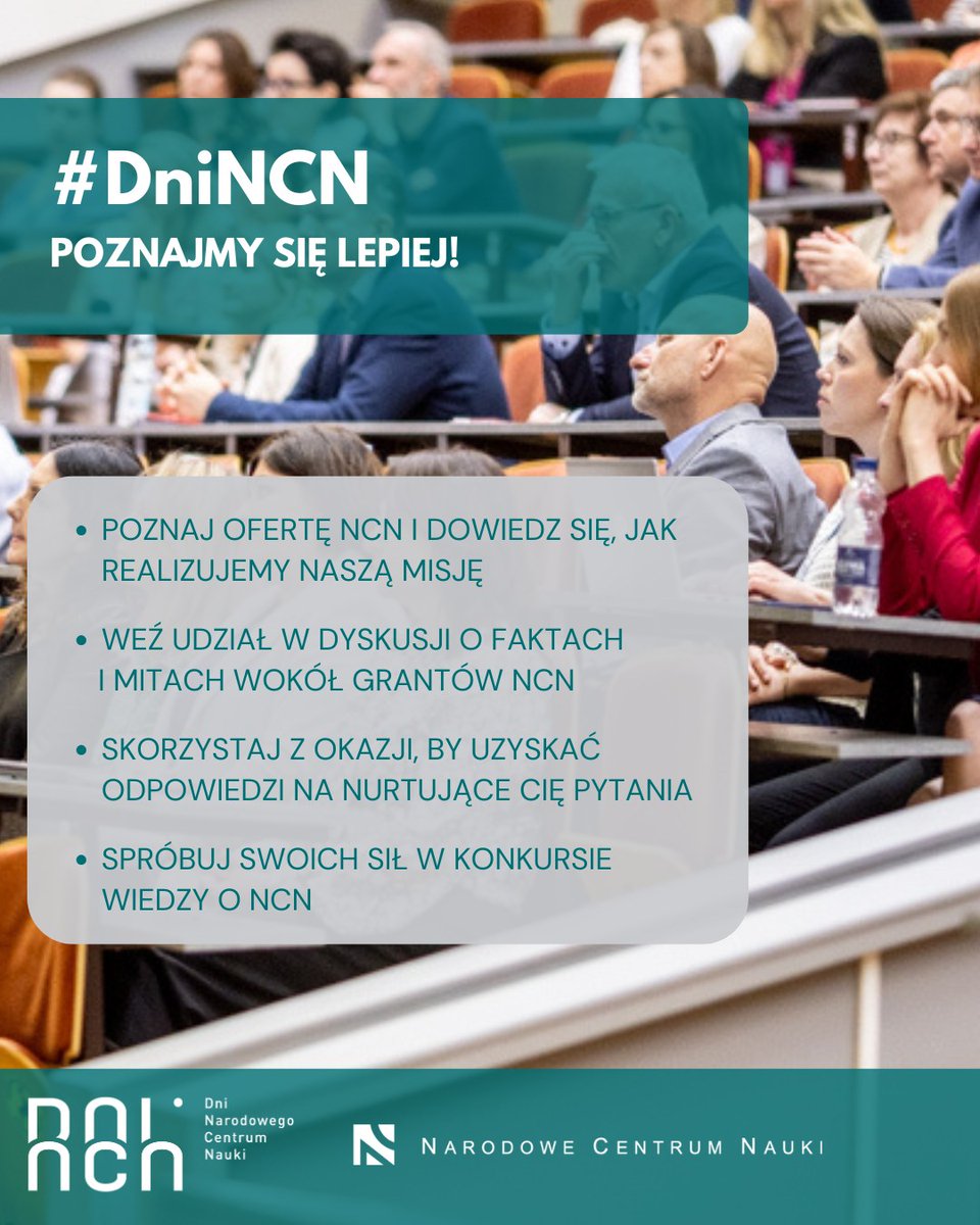 Narodowe Centrum Nauki (@ncn_pl) on Twitter photo 12-13 maja widzimy się w Rzeszowie i online.
W programie #DniNCN:
1️⃣ #AI w nauce
2️⃣ Umiędzynarodowienie i otwarty dostęp do danych
3️⃣ Spotkanie z Radą NCN i konkurs wiedzy o Centrum. ncn.gov.pl/o-ncn/wydarzen… Patronat <a href="/ForumAkad/">Forum Akademickie</a> <a href="/naukawpolsce/">Nauka w Polsce</a>. 12-13 maja widzimy się w Rzeszowie i online.
W programie #DniNCN:
1️⃣ #AI w nauce
2️⃣ Umiędzynarodowienie i otwarty dostęp do danych
3️⃣ Spotkanie z Radą NCN i konkurs wiedzy o Centrum. ncn.gov.pl/o-ncn/wydarzen… Patronat <a href="/ForumAkad/">Forum Akademickie</a> <a href="/naukawpolsce/">Nauka w Polsce</a>.
