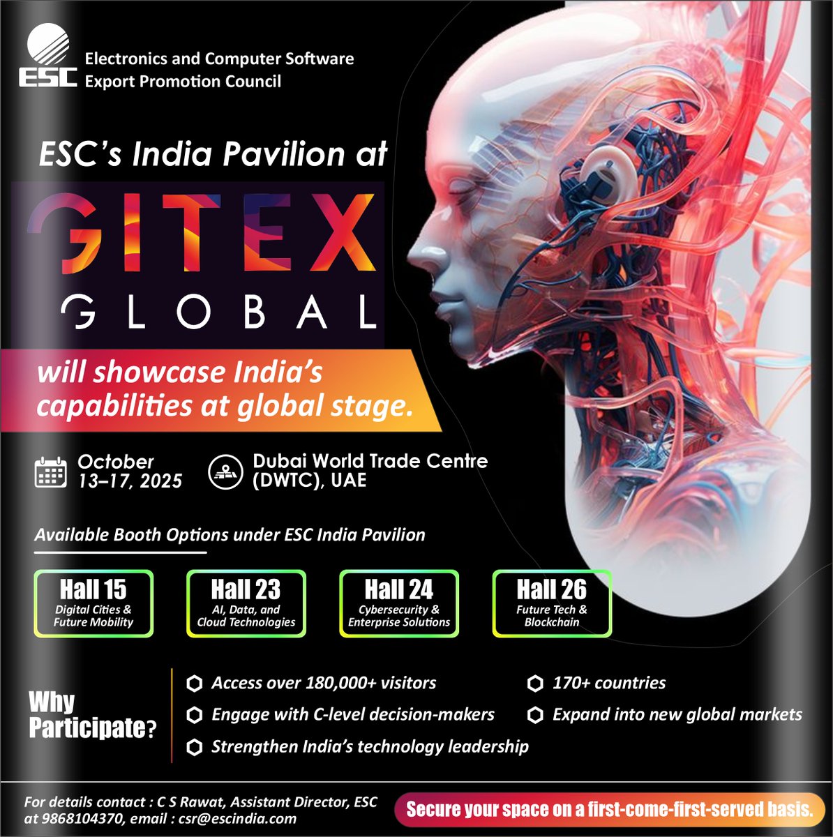 We are thrilled to announce that the ESC India has been honored and recognized for organizing India’s largest-ever participation at GITEX Global 2024, held from October 14-18 at the Dubai World Trade Centre.