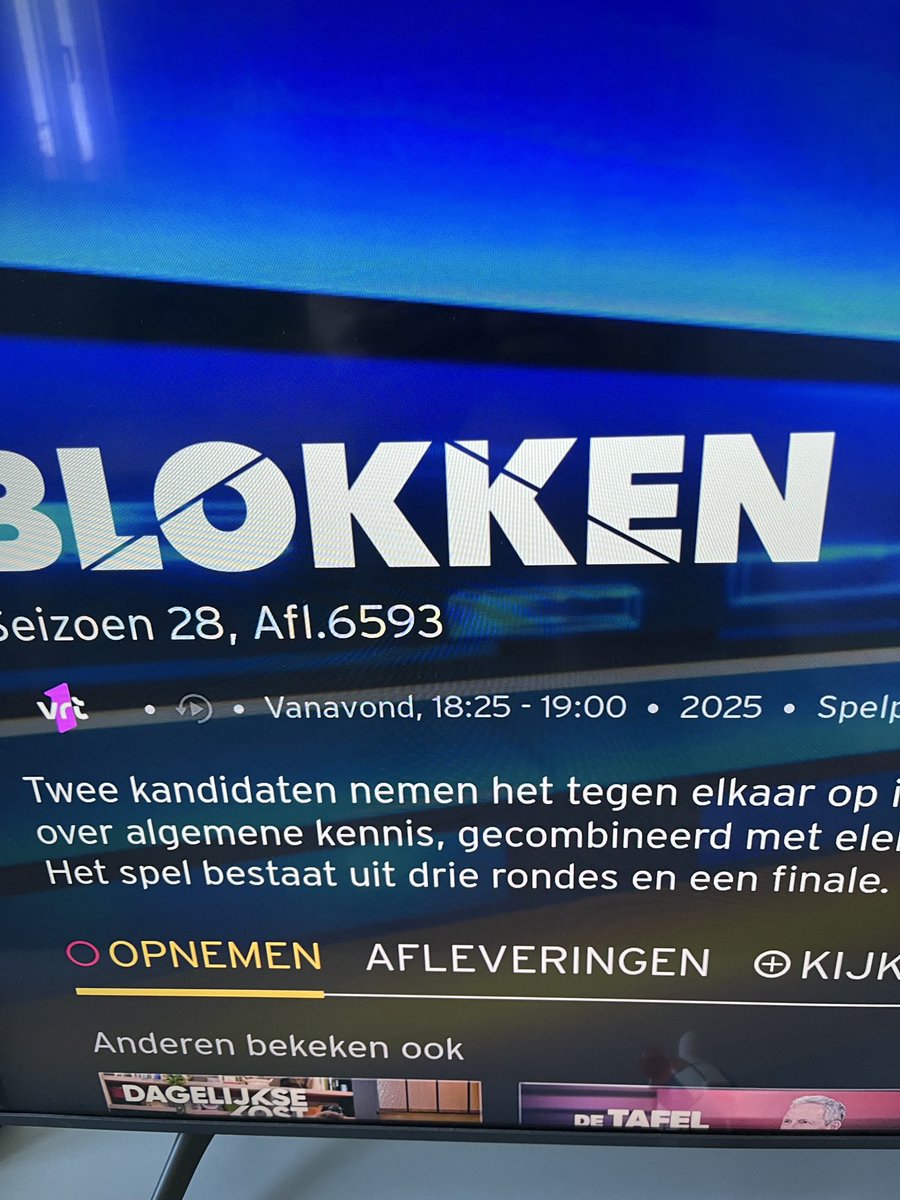 ⁦<a href="/Telenet/">Telenet</a>⁩ waar zijn 6592 aflevering van blokken zie je onder de foto vanavond en morgen is er 6593 aflevering