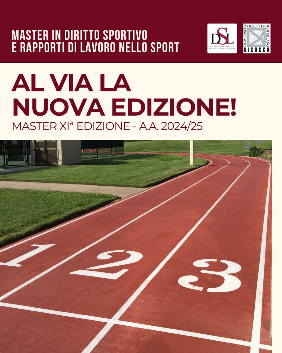 Master Diritto Sport (@masterdsl) on Twitter photo Al via la XIª edizione del Master in Diritto Sportivo e Rapporti di Lavoro nello Sport!
Buon Master a tutte le partecipanti e a tutti i partecipanti.
<a href="/TizianaVettor/">Tiziana Vettor</a>
<a href="/unimib/">Università degli Studi di Milano-Bicocca</a> Al via la XIª edizione del Master in Diritto Sportivo e Rapporti di Lavoro nello Sport!
Buon Master a tutte le partecipanti e a tutti i partecipanti.
<a href="/TizianaVettor/">Tiziana Vettor</a>
<a href="/unimib/">Università degli Studi di Milano-Bicocca</a>