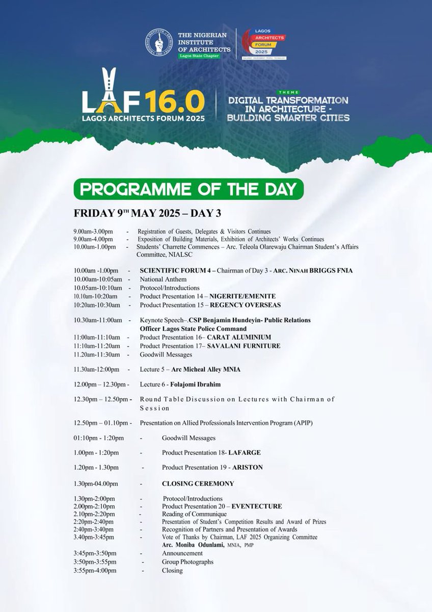 Programme for today 👌🏾