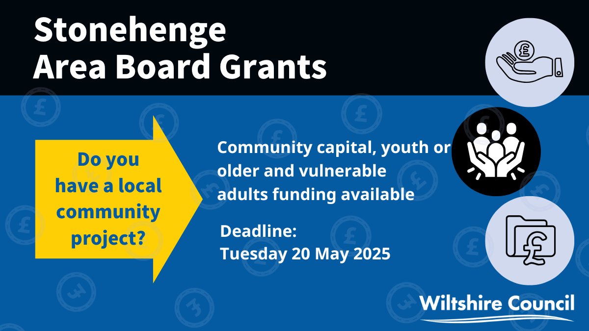 Stonehenge Area Board grant deadline is approaching!

If your organisation needs funding support for an upcoming project, get your grant application in by Tuesday 20th May 2025.

Full details 👉 orlo.uk/Area_Board_Gra…