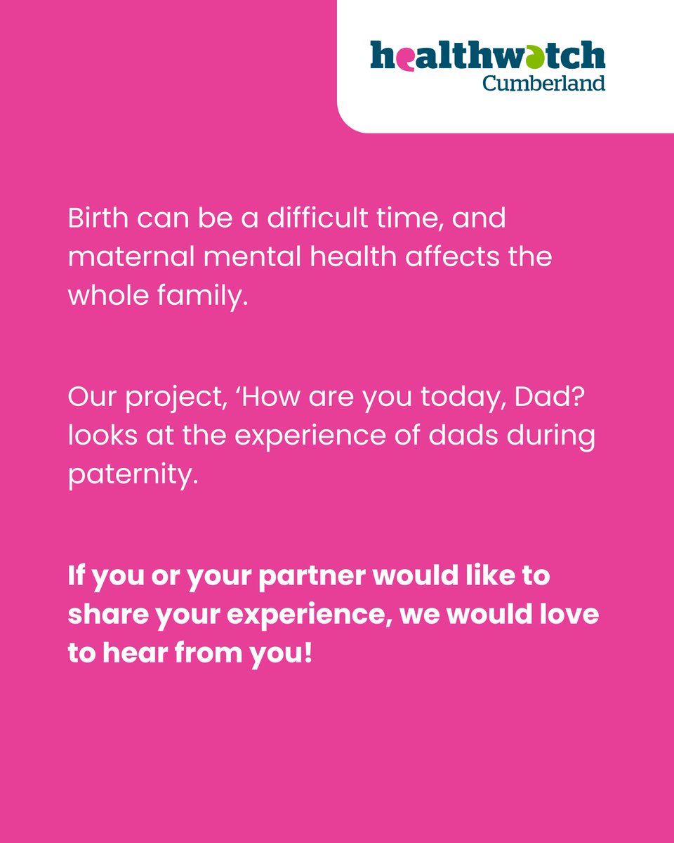 We know that birth can be a difficult time, and maternal mental health affects the whole family.

Our project, ‘How are you today, Dad?’ looks at the experience of dads during paternity.

We would love to hear about your experience:
bit.ly/paternal-wellb…