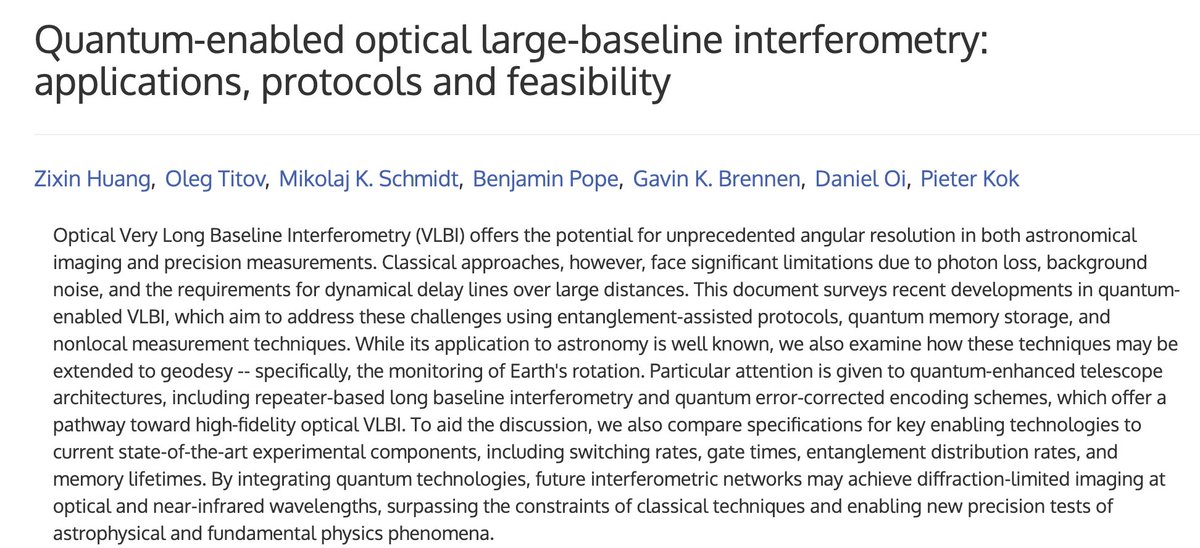 Our new report/white paper on quantum astronomy is just out! We take a hard look at what works and what doesn’t, critically assess existing proposals (ours included!), and turn some unknowns into open research questions.
Read it here: scirate.com/arxiv/2505.047…