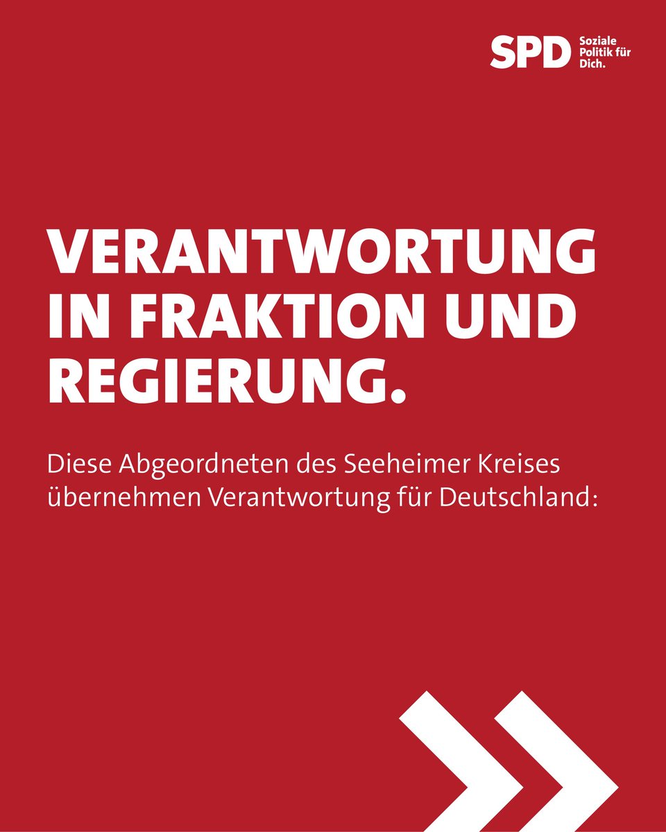 seeheimer's tweet image. Wir freuen uns sehr und gratulieren all unseren Seeheimer:innen, die künftig Verantwortung in Fraktion und Regierung übernehmen.
🔴 Lars Klingbeil - Vizekanzler und Bundesminister der Finanzen
🔴 Boris Pistorius bleibt Bundesminister der Verteidigung .
🔴 Carsten Schneider -…