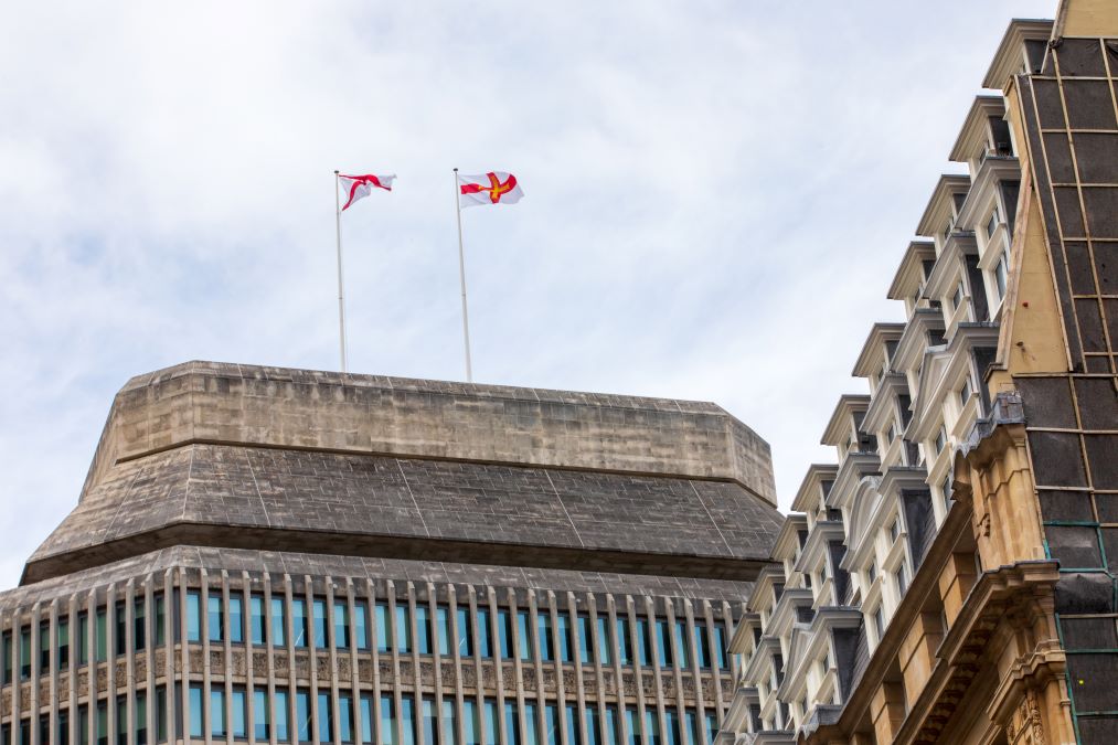 Ministry of Justice (@mojgovuk) on Twitter photo Today marks the Liberation of the Channel Islands, the only part of the British Isles occupied during WWII.
We are proud to fly the flags of Jersey & Guernsey above <a href="/MoJGovUK/">Ministry of Justice</a> HQ in honour of their resilience, courage and enduring spirit. Today marks the Liberation of the Channel Islands, the only part of the British Isles occupied during WWII.
We are proud to fly the flags of Jersey & Guernsey above <a href="/MoJGovUK/">Ministry of Justice</a> HQ in honour of their resilience, courage and enduring spirit.