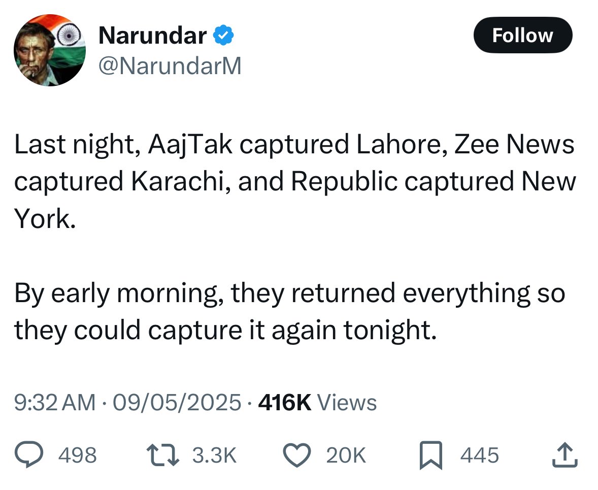 iqrarulhassan's tweet photo. انڈین میڈیا نے اپنے شہریوں کو بھی ذلیل کروا دیا 😅 https://t.co/eVpzeAzYue