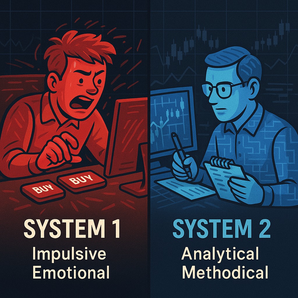SaviusLLC's tweet image. Your brain has two operating systems, and one of them is actively trying to blow up your trading account

The battle between system 1 (instinctive) and system 2 (rational) determines your profitability

a thread 🧵: